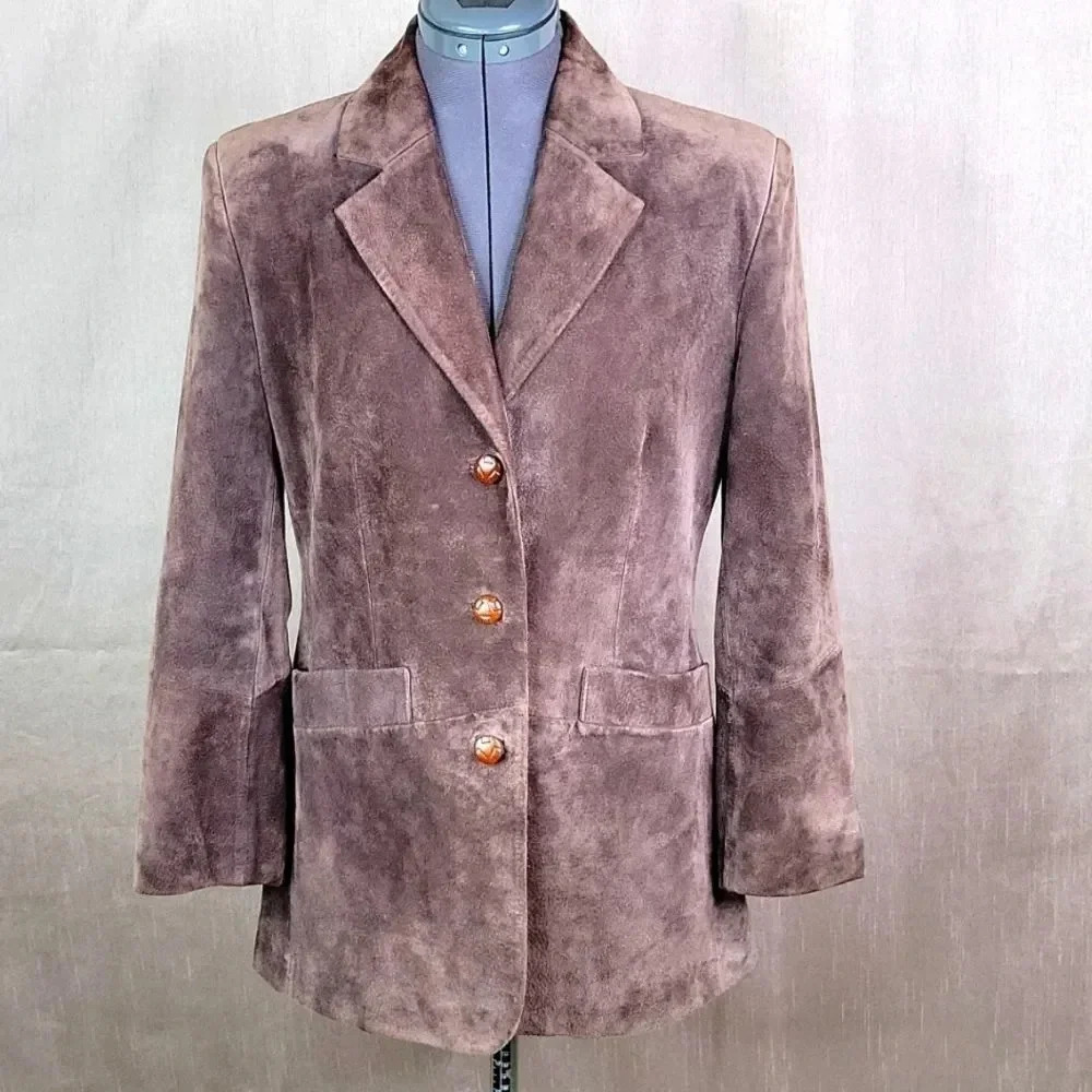 BIANCA NYGARD Brown Leather Suede Jacket‎ Size 6